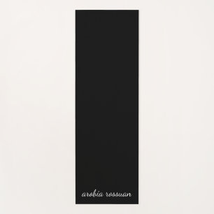 Trendy Monogram Modern Black Script Name Art Yoga Mat