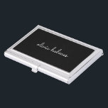 Trendy Monogram | Modern Black Script Name Business Card Holder<br><div class="desc">A simple stylish custom monogram design in an informal casual handwritten script typography in striking monochrome black and white. The monogram can easily be personalized to make a design as unique as you are! The perfect trendy bespoke gift or accessory for any occasion.</div>
