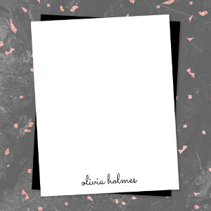 Trendy Monogram Modern Black Script Name Card