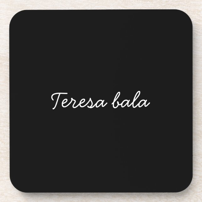 Trendy Monogram Modern Black Script Name Coaster (Front)