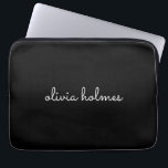 Trendy Monogram | Modern Black Script Name Laptop Sleeve<br><div class="desc">A simple stylish custom monogram design in an informal casual handwritten script typography in striking monochrome black and white. The monogram can easily be personalized to make a design as unique as you are! The perfect trendy bespoke gift or accessory for any occasion.</div>