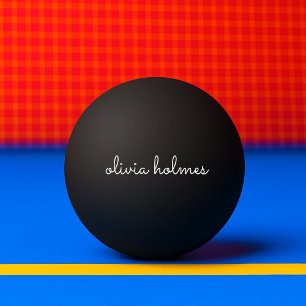 Trendy Monogram Modern Black Script Name Ping Pong Ball