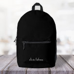 Trendy Monogram | Modern Black Script Name Printed Backpack<br><div class="desc">A simple stylish custom monogram design in an informal casual handwritten script typography in striking monochrome black and white. The monogram can easily be personalized to make a design as unique as you are! The perfect trendy bespoke gift or accessory for any occasion.</div>