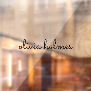 Trendy Monogram   Modern Black Script Nameplate Window Cling