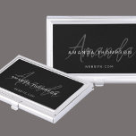 Trendy Monogram Modern Personalized With Name Business Card Holder<br><div class="desc">Make a powerful statement of professionalism with our Professional Elegant Modern Personalized With Name Black Business Card Case. This meticulously crafted case is designed to reflect your unique style while exuding sophistication and contemporary charm. Personalized with your name, it adds a personalized touch that sets your networking efforts apart. With...</div>