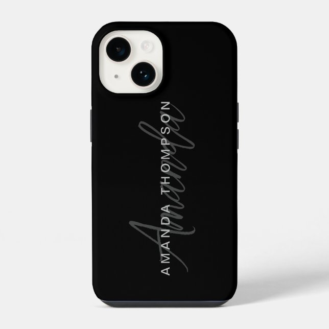 Trendy Monogram Modern Personalized With Name iPhone Case (Back)