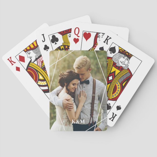 Trendy Monogram Personalized Photo Playing Cards (Back)