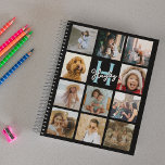 Trendy Monogram Photo Collage Planner<br><div class="desc">Create your own photo collage personalized monogram yearly planner. Featuring 11 square pictures of your choice on a black background that can be changed to any colour by using the 'customize further' tool. Makes a great gift for friends,  family or even yourself!</div>