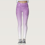 trendy monogram purple glittering leggings<br><div class="desc">elegant white and purple glitter . The text features can be customized.</div>