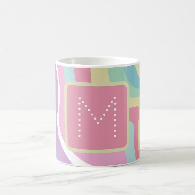 Trendy Monogram Retro Pattern Coffee Mug (Center)