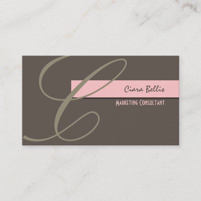 Trendy monogram with retro colours business cards (Front)
