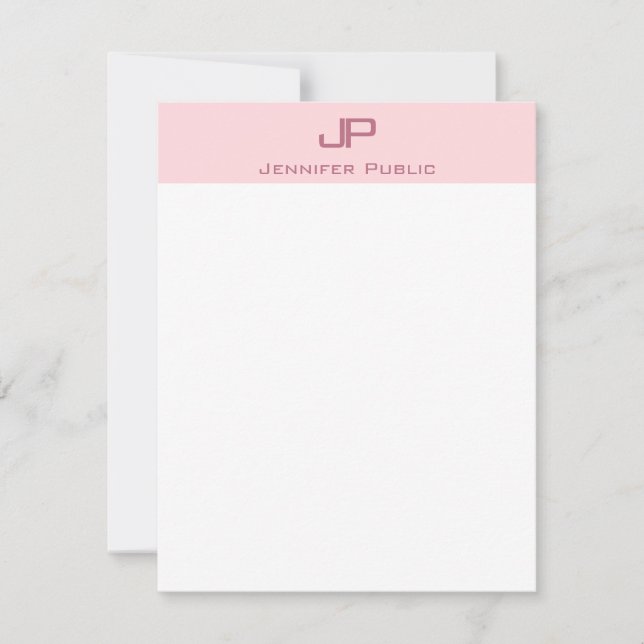 Trendy Monogrammed Blush Pink Simple Template (Front)