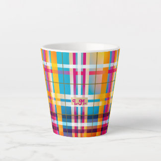 Trendy Monogrammed Colourful Plaid Wexford Latte Mug