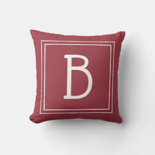 Trendy Monogrammed Letter Initial Crimson Red Throw Pillow