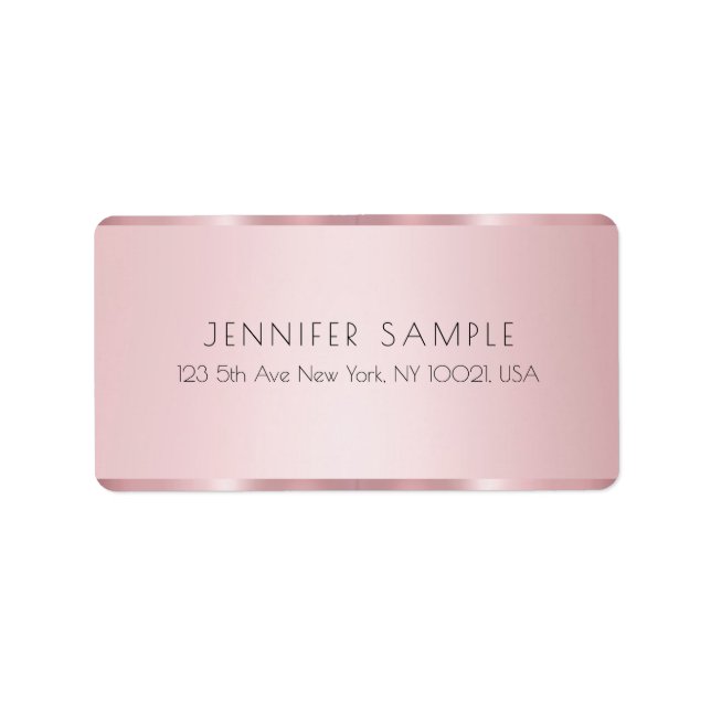 Trendy Monogrammed Rose Gold Elegant Address Label (Front)
