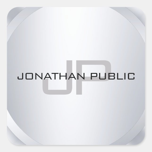 Trendy Monogrammed Template Modern Elegant Square Sticker (Front)