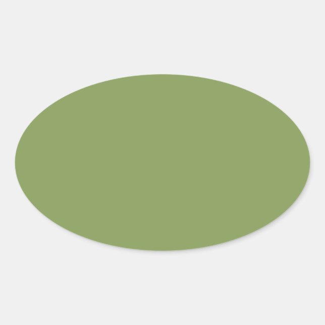 Trendy Moss Green Background Colour Customize this Oval Sticker (Front)