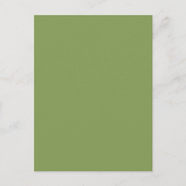 Trendy Moss Green Background Colour Customize this Postcard (Front)