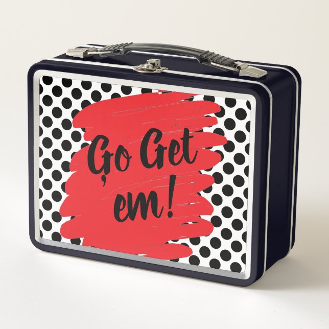 Trendy Motivation Red Daub and Black Dots Metal Lunch Box (Front)