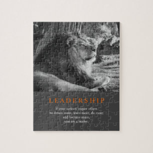 Trendy Motivational Leadership Lion Black & White Jigsaw Puzzle