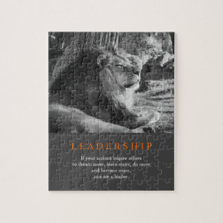 Trendy Motivational Leadership Lion Black & White Jigsaw Puzzle