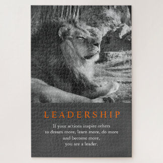 Trendy Motivational Leadership Lion Black & White Jigsaw Puzzle
