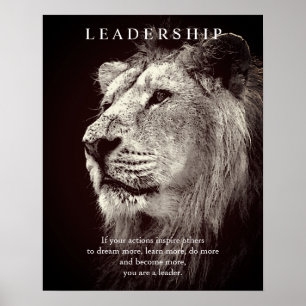 Trendy Motivational Leadership Lion Brown Poster
