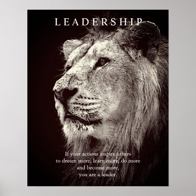 Trendy Motivational Leadership Lion Brown Poster (Front)