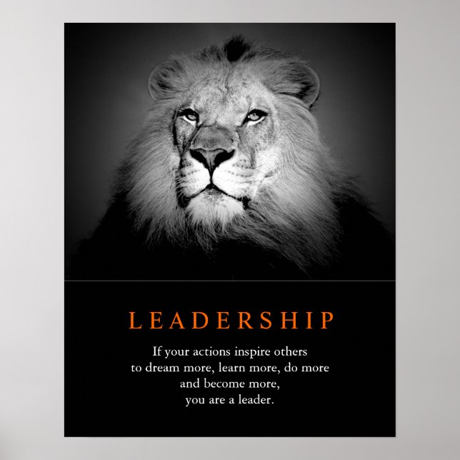 Trendy Motivational Leadership Lion Poster (Front)