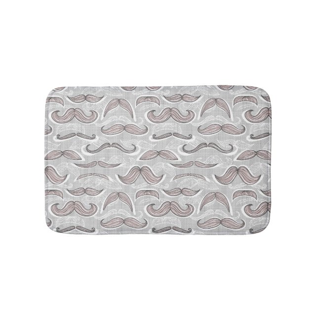 Trendy Moustache Pattern Bath Mat (Front)