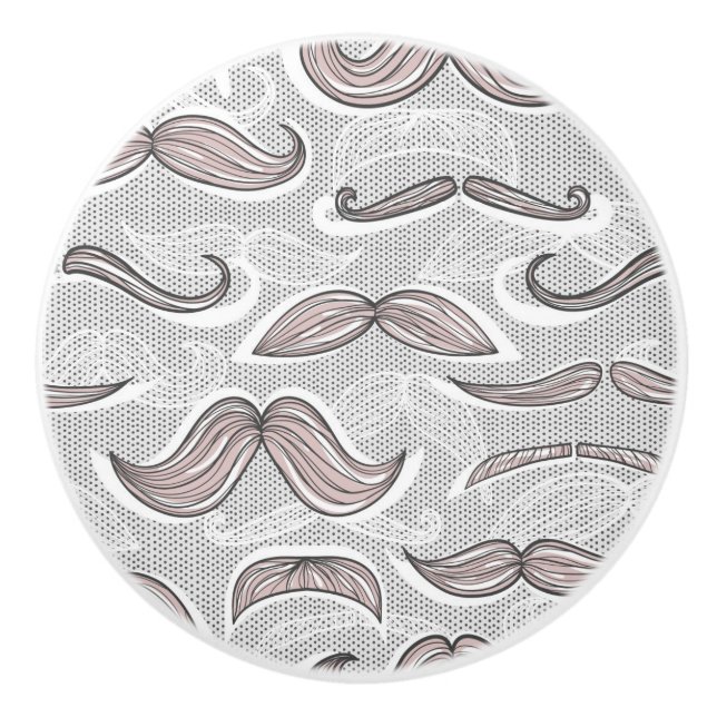 Trendy Moustache Pattern Ceramic Knob (Front)