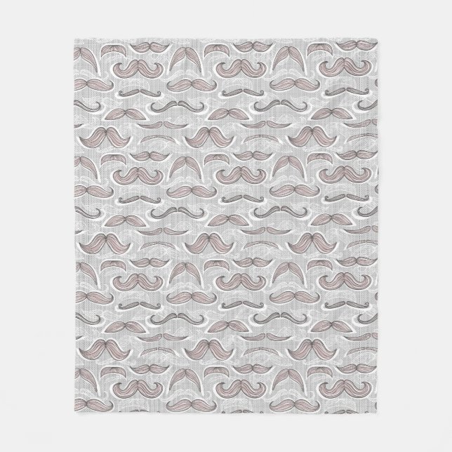 Trendy Moustache Pattern Fleece Blanket (Front)