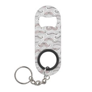Trendy Moustache Pattern Keychain Bottle Opener