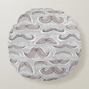 Trendy Moustache Pattern Round Pillow