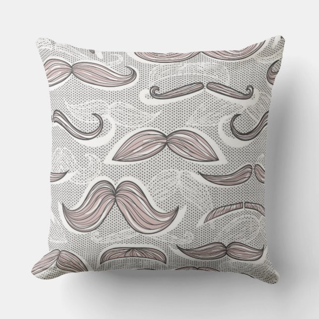 Trendy Moustache Pattern Throw Pillow (Front)