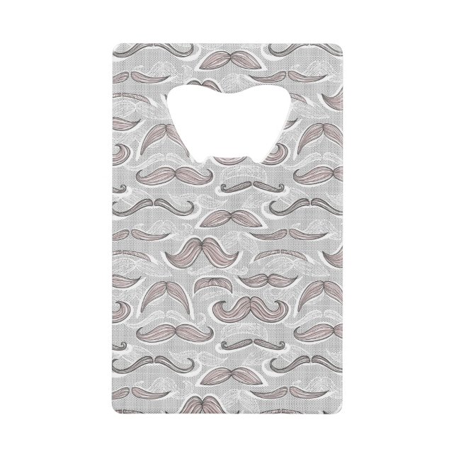Trendy Moustache Pattern Wallet Bottle Opener (Front)