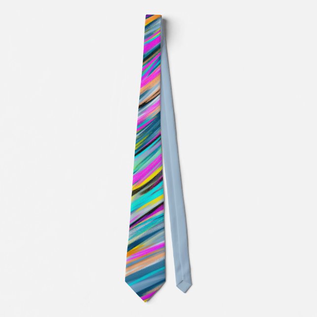 Trendy Multicolor Neon Psychedelic Tie (Front)