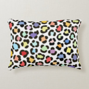 Trendy Multicolored Leopard Fur Effect Pattern Accent Pillow
