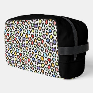 Trendy Multicolored Leopard Fur Effect Rpt Pattern Dopp Kit
