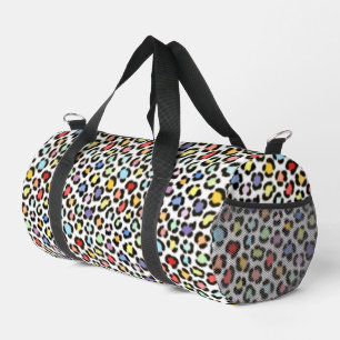 Trendy Multicolored Leopard Fur Effect Rpt Pattern Duffle Bag