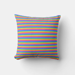 Trendy Multicolored Rainbow Stripes Throw Pillow