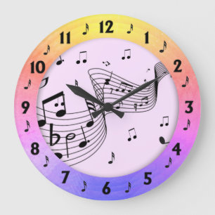 Trendy Music Colourful Round Wall Large Clock
