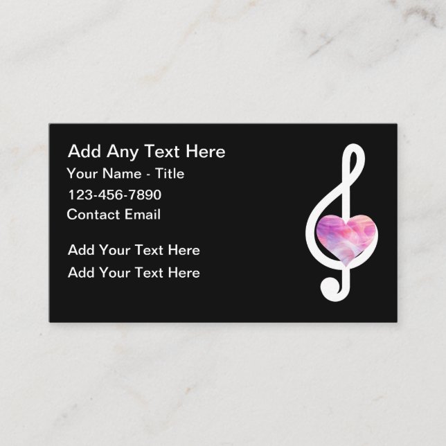 Trendy Musical Note Theme Business Cards (Front)