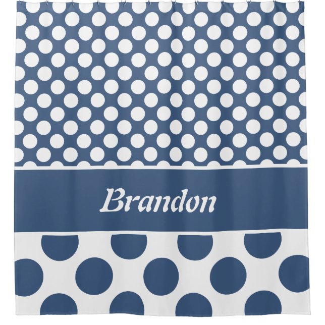 Trendy Name Blue & White Polka Dot Pattern (Front)