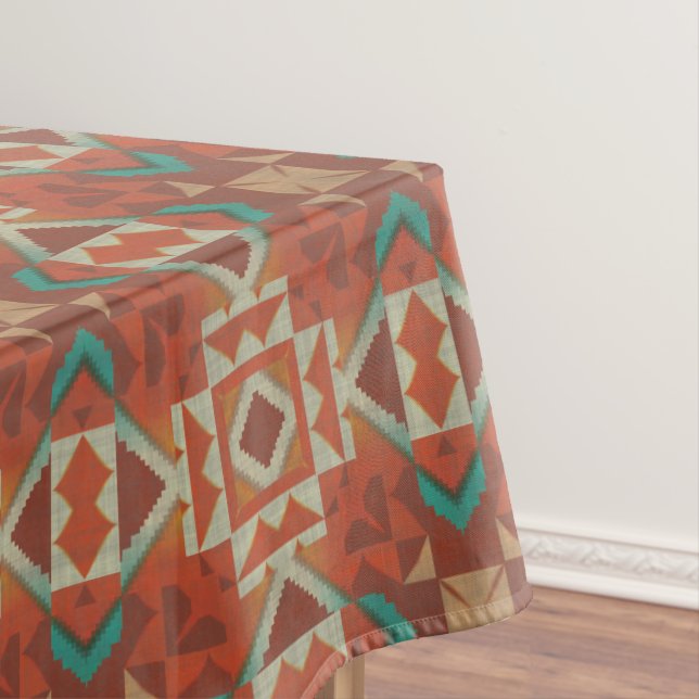 Trendy Native American Indian Tribe Mosaic Pattern Tablecloth (In Situ)