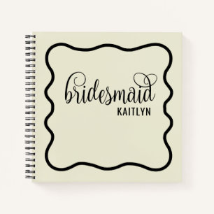 Trendy Natural and Black Retro Bridesmaid  Notebook