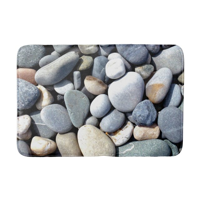 Trendy Natural Vivid Colours Pebbles Beach Photo Bath Mat (Front)