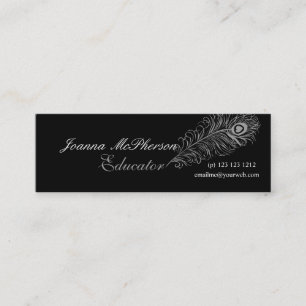 Trendy Nature Plumes Peacock Feather Grey Mini Business Card