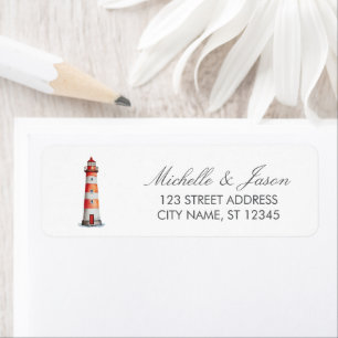 Trendy Nautical Lighthouse Wedding Return Address
