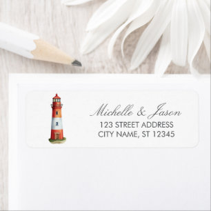Trendy Nautical Lighthouse Wedding Return Address 